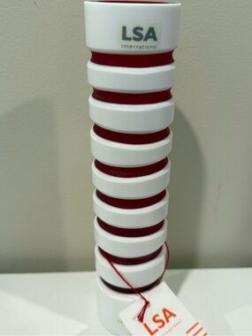 NWT Vintage LSA international White Vase with Red Ring Accents